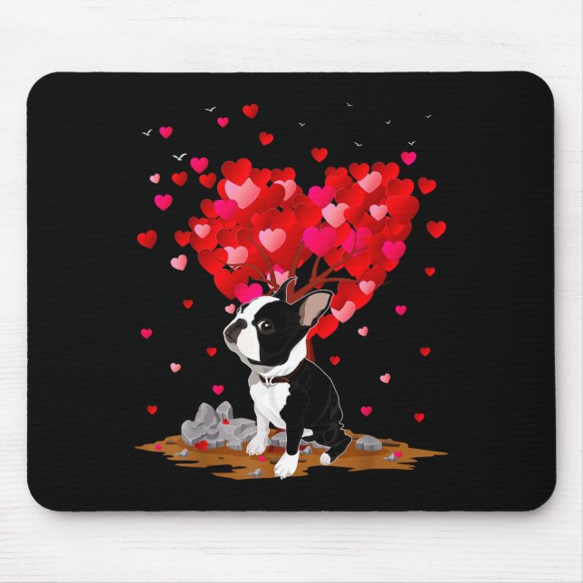 Boston Terrier Lover Heart Shape Boston Terrier Va Mousepad (Vorne)