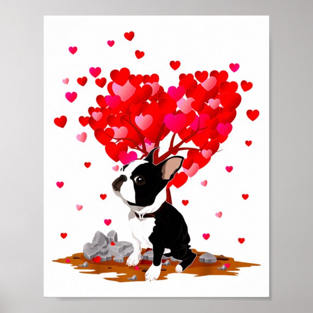 Boston Terrier Lover Heart Shape Boston Terrier Va Poster (Vorne)