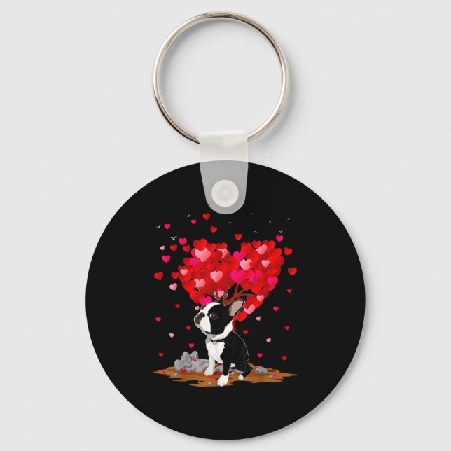 Boston Terrier Lover Heart Shape Boston Terrier Va Schlüsselanhänger (Vorderseite)