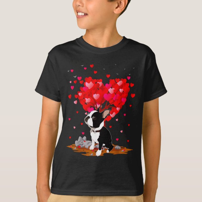 Boston Terrier Lover Heart Shape Boston Terrier Va T-Shirt (Vorderseite)