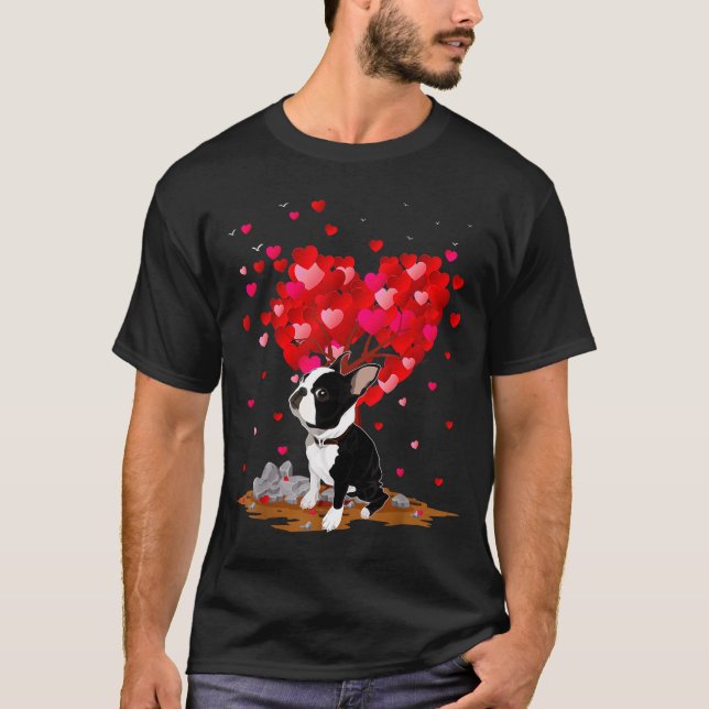Boston Terrier Lover Heart Shape Boston Terrier Va T-Shirt (Vorderseite)