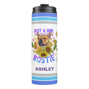 Boston Terrier Lover Sonnenblumentrainer Floral Thermosbecher
