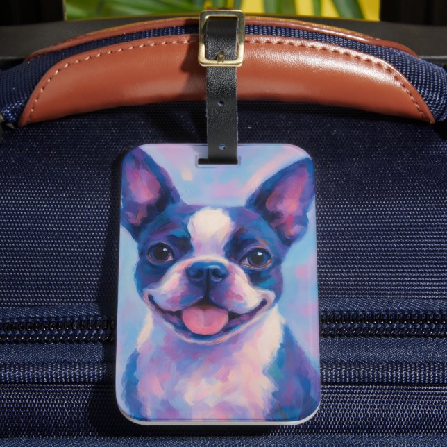 Boston Terrier Luggage Tag Gepäckanhänger (Vorderseite Insitu 2)