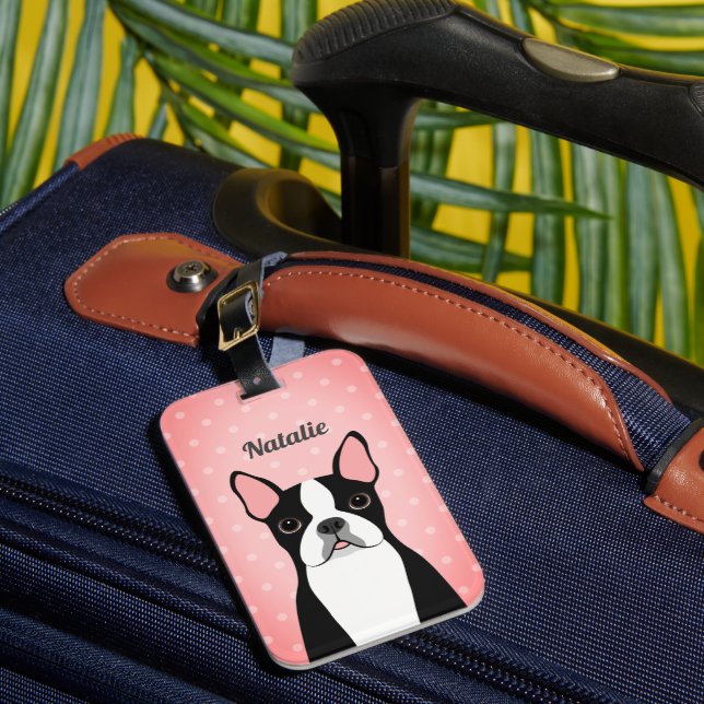 Boston Terrier Luggage Tags Gepäckanhänger (Vorderseite Insitu 1)