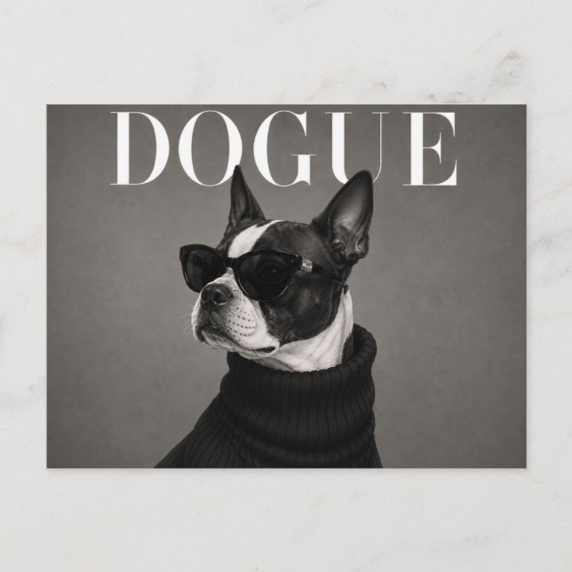 Boston Terrier Luxus-Editorial Postkarte (Vorderseite)