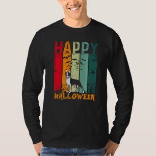 Boston Terrier Mädchen Jungen Retro Halloween Aben T-Shirt