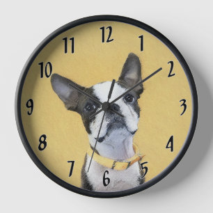 Boston Terrier-Malerei - Süße originelle Hundekuns Uhr