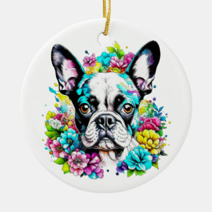 Boston Terrier Mama Paw Print Keramik Ornament