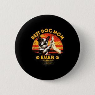 Boston Terrier Mama Retro Sonnenuntergang lustiger Button