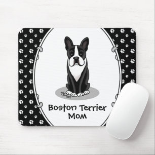 Boston Terrier Mama (schwarz) Niedlich Hunde Mama Mousepad