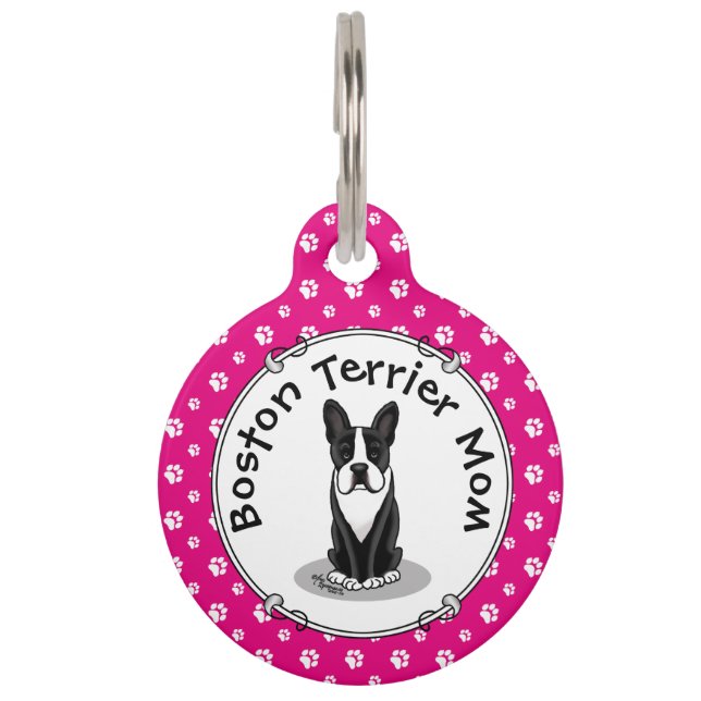 Boston Terrier Mama (schwarz) - Niedlicher Hund Haustiermarke (Vorderseite)