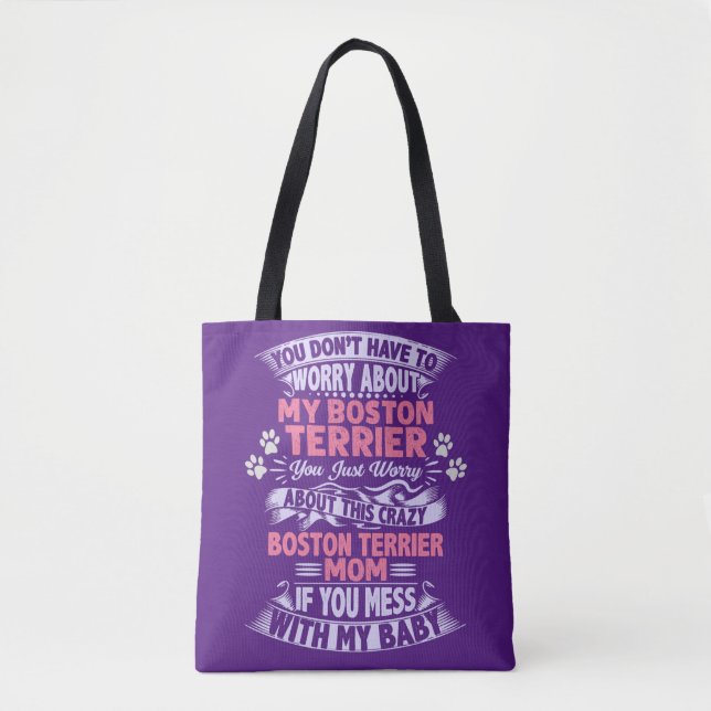 "Boston Terrier" Mama Tote Bag. (Vorderseite)