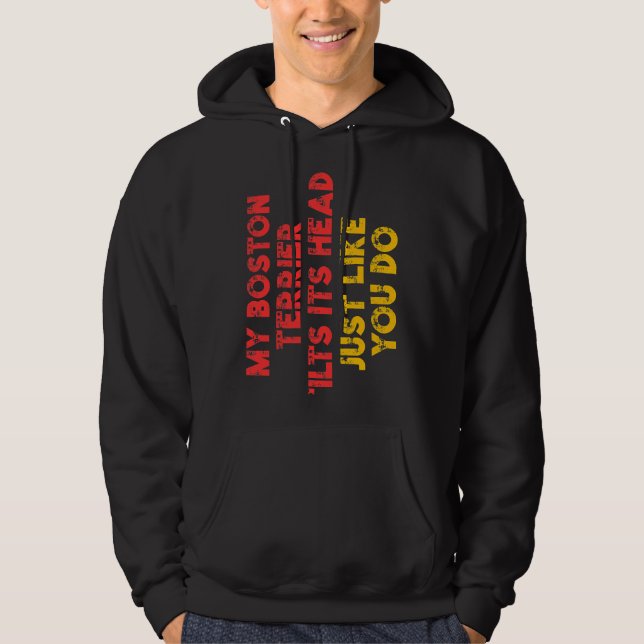 Boston Terrier Mama Vater Funny Dog Eigentümer Hoodie (Vorderseite)