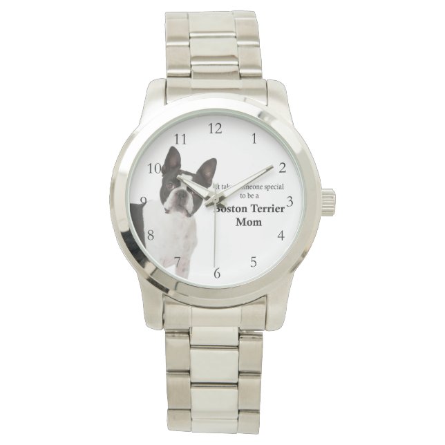 Boston Terrier Mama Watch Armbanduhr (Vorderseite)