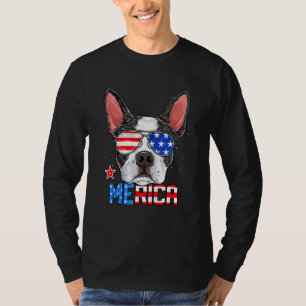 Boston Terrier Merica 4. Juli  Männer Jungen Hund  T-Shirt