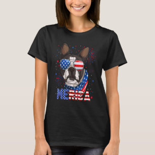 Boston Terrier Merica Sonnenbrille 4. Juli Ameri T-Shirt