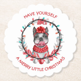 Boston Terrier Merry Christmas Untersetzer