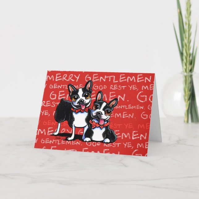 Boston Terrier Merry Gentlemen Weihnachten (Vorderseite)