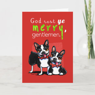 Boston Terrier Merry Gentlemen Weihnachten Kariert