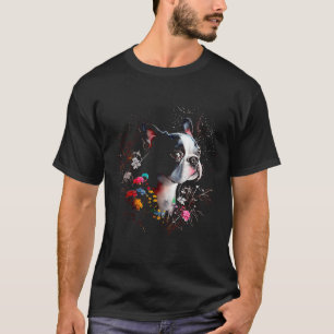 Boston Terrier mit Blume Bostie 4 T-Shirt