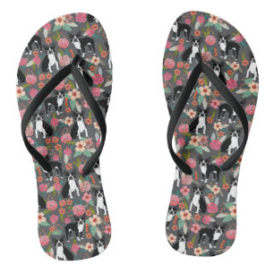 Boston-Terrier mit Blumen - Hunde und Blumen Flip Flops