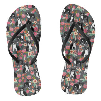 Boston-Terrier mit Blumen - Hunde und Blumen Flip Flops