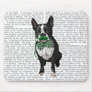 Boston Terrier mit grünem Mustache und Spott Mousepad