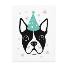 Boston Terrier mit Party, der Happy Birthday Card