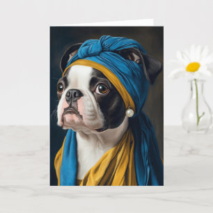 Boston Terrier mit Pearl Earring-Jeden Anlässen Karte