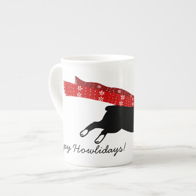 Boston Terrier mit Red Scarf | Niedlicher Urlaub f Prozellantasse (Vorderseite Links)