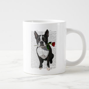 Boston Terrier mit Rose im Mund Jumbo-Tasse