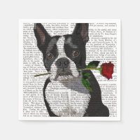 Boston Terrier mit Rose im Mund