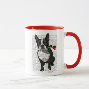 Boston Terrier mit Rose im Mund Tasse