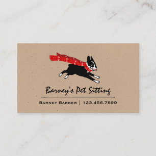 Boston Terrier mit rotem Winterschal Visitenkarte