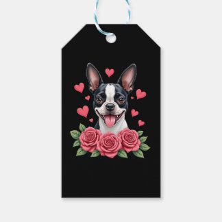 Boston Terrier mit roten Rosen Herzen Valentinstag Geschenkanhänger