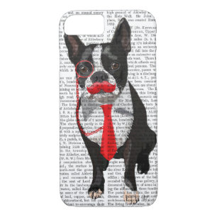 Boston Terrier mit roter Krawatte und Mustache 2 Case-Mate iPhone Hülle
