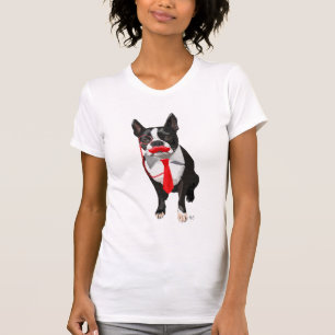 Boston Terrier mit roter Krawatte und Mustache 2 T-Shirt