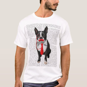 Boston Terrier mit roter Krawatte und Mustache 2 T-Shirt