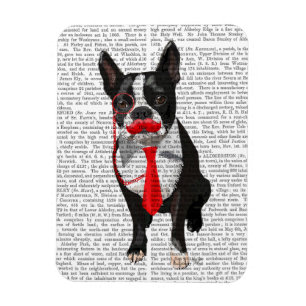 Boston-Terrier mit roter Krawatte und Schnurrbart Magnet