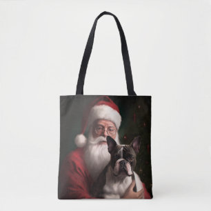 Boston Terrier mit Santa Claus Festives Weihnachte