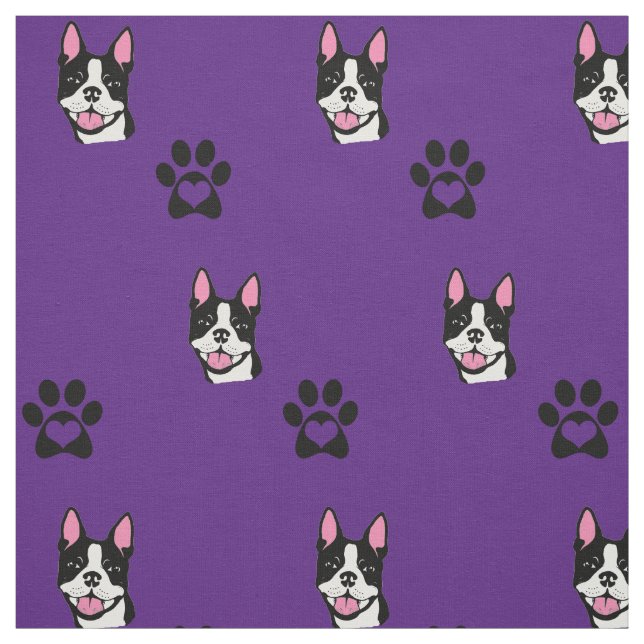 Boston Terrier mit Tatzen-Baumwollgewebe Stoff (Muster)