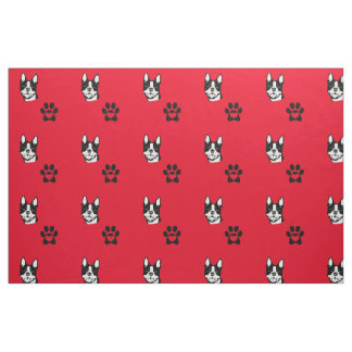 Boston Terrier mit Tatzen-Baumwollgewebe Stoff