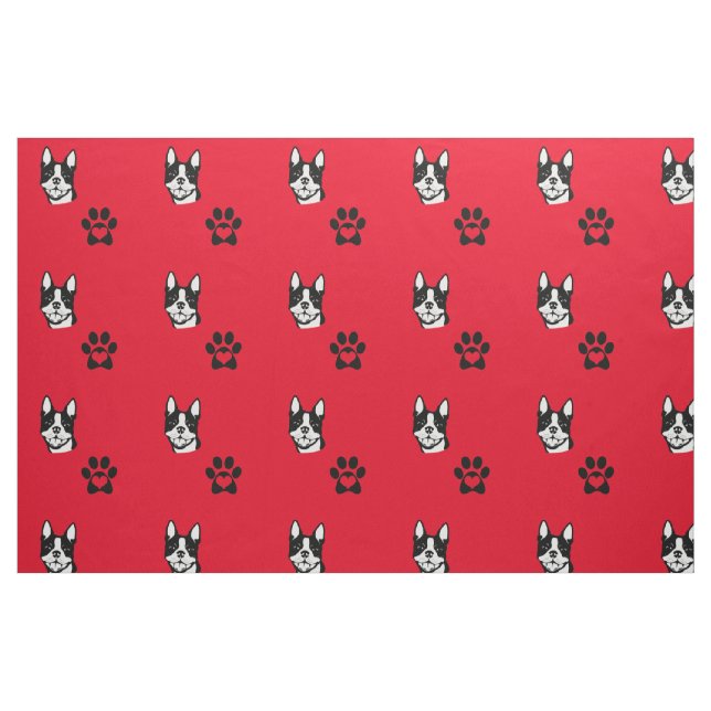Boston Terrier mit Tatzen-Baumwollgewebe Stoff (Fat Quarter (45,7 x 55,9 cm))