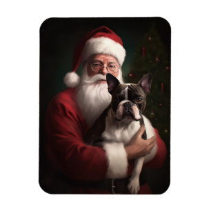 Boston Terrier mit Weihnachtsmann Weihnachten Magnet