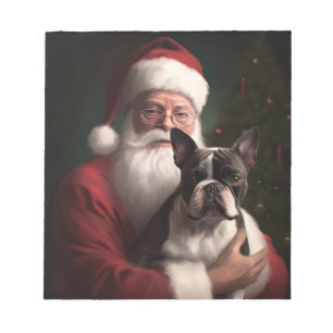 Boston Terrier mit Weihnachtsmann Weihnachten Notizblock