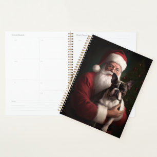Boston Terrier mit Weihnachtsmann Weihnachten Planer