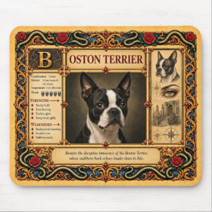 Boston Terrier, mittelalterliche Bestiarien-Kunst Mousepad