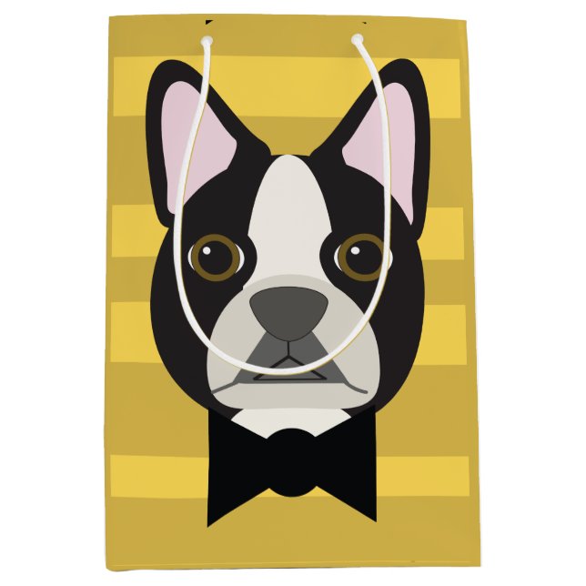 Boston Terrier Mittlere Geschenktüte (Vorderseite)