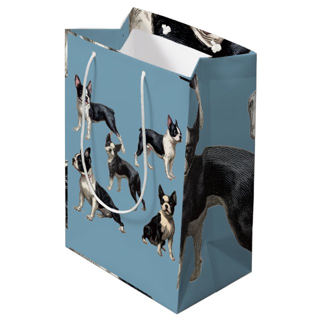 Boston Terrier Mittlere Geschenktüte (Rückseite Schrägansicht)