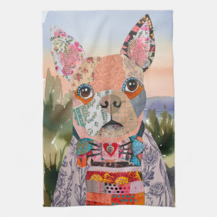 Boston Terrier Mixed Media Hundeküchenhandtuch Geschirrtuch